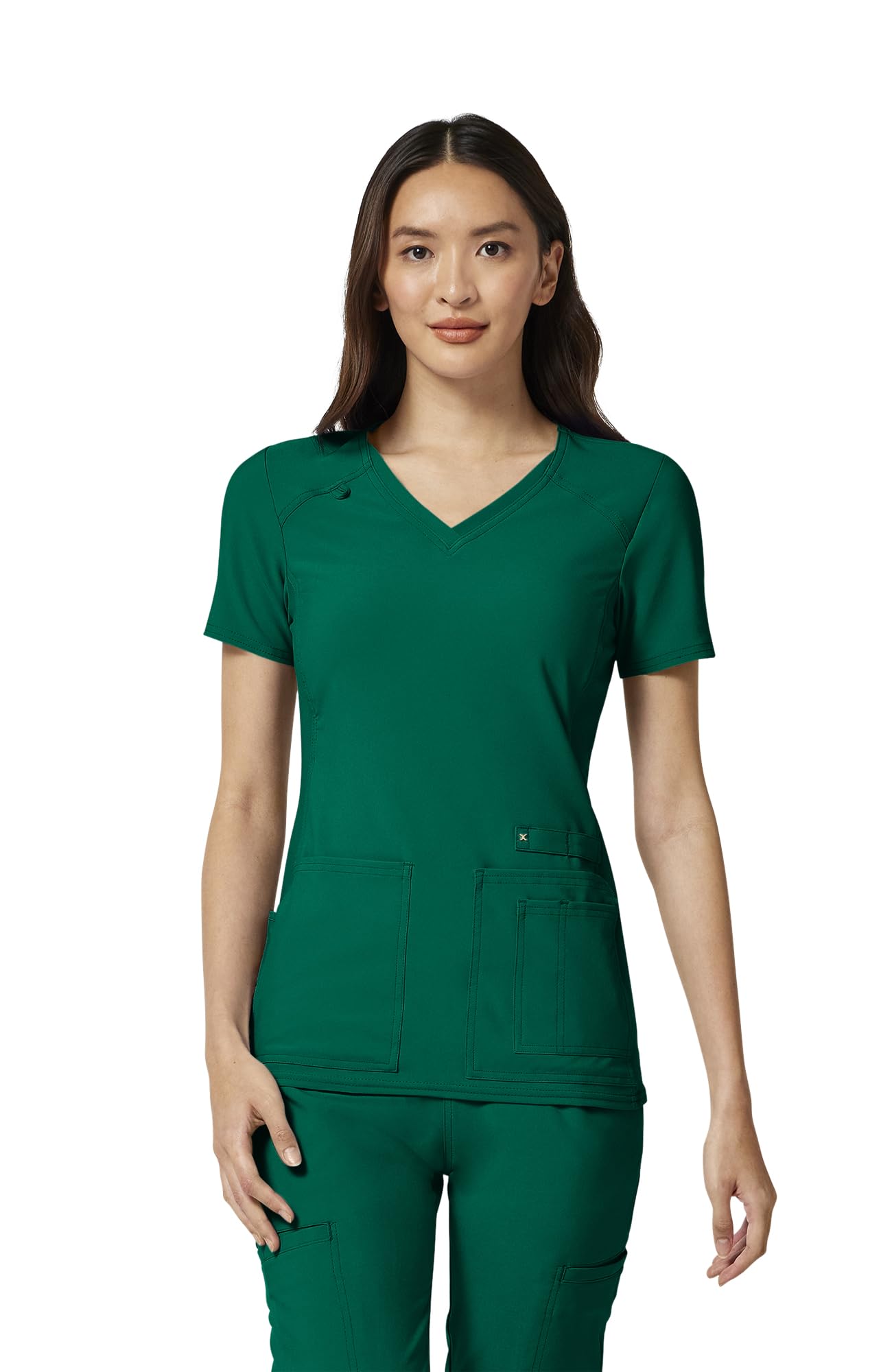 Cherokee Women's Medical Scrub Top Iflex V-Neck Knit Panel Top CK605 | Crosshatch Dobby, 360° Stretch, Moisture Wicking, Princess Seams, Easy Care For Long Shifts, Built for Medical Professionals