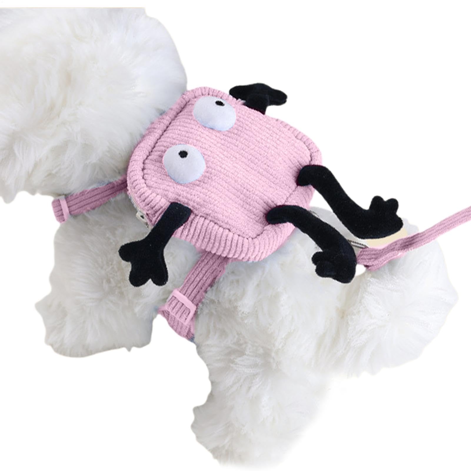 Dog Harness Backpack Small Dog Walking Harness with Bag Adjustable Travel Hiking Walking Harness Backpack for Small Medium Dogs Comfortable Pet Harness with Storage Pockets, Easy to Use, Perfect