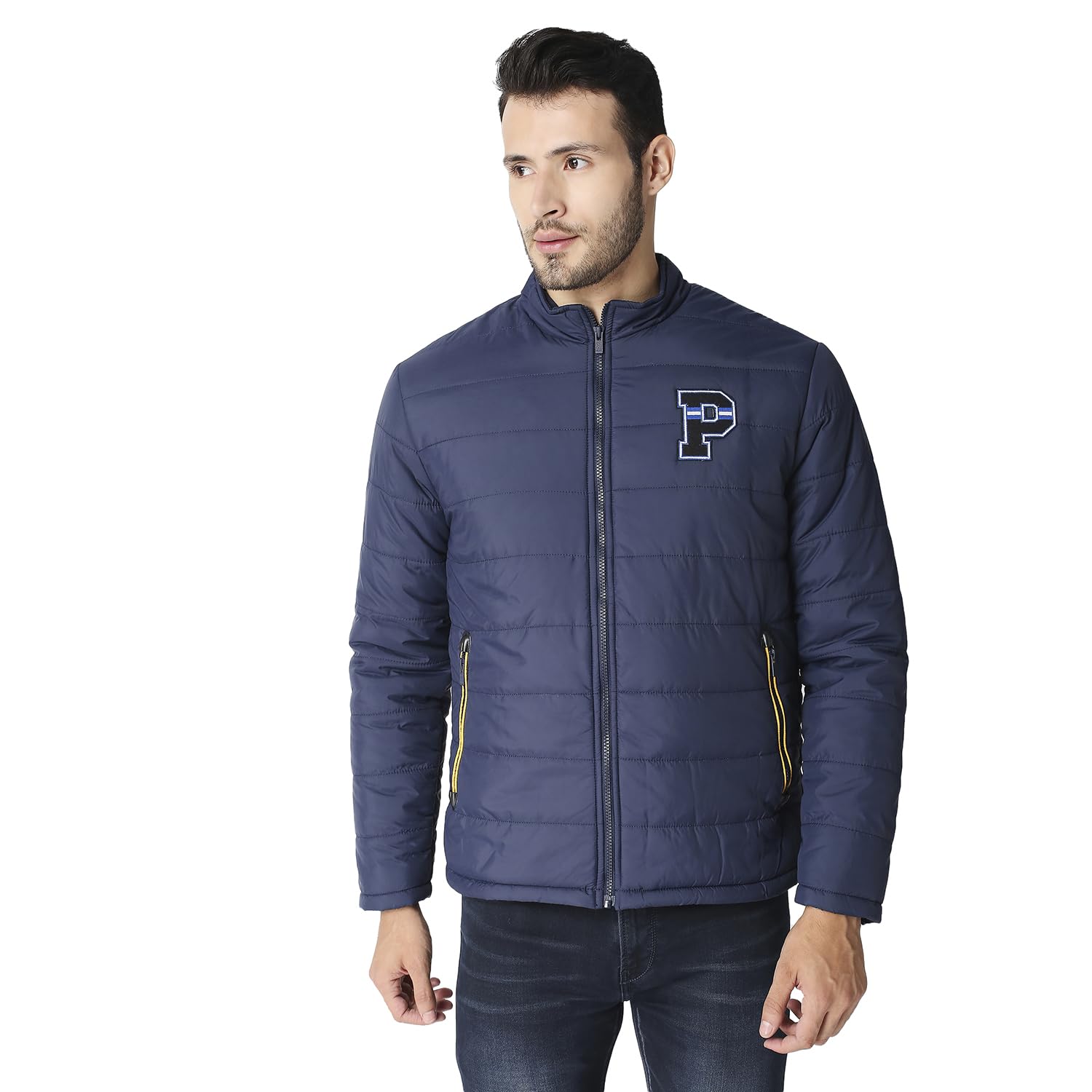 pepe jeans Men's Heavy Wadded High Neck Polyester Standard Length Jacket-picture-44
