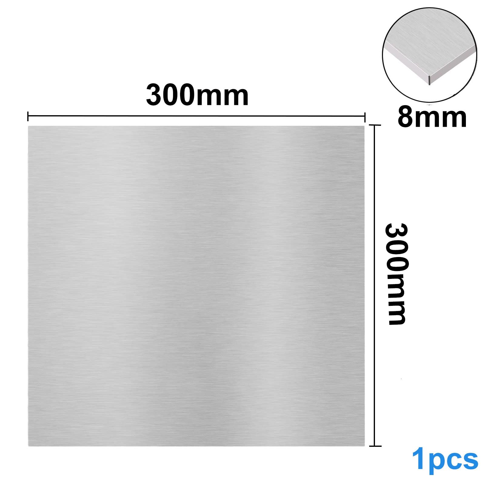 COYOUCO Lamiera di Alluminio Spessore Rettangolo Piastra Metallica Piatta Piastre Metalliche Lastre di Metallo di Alluminio Spessore 8 Mm Crafting Flat per La Decorazione,300x300mm