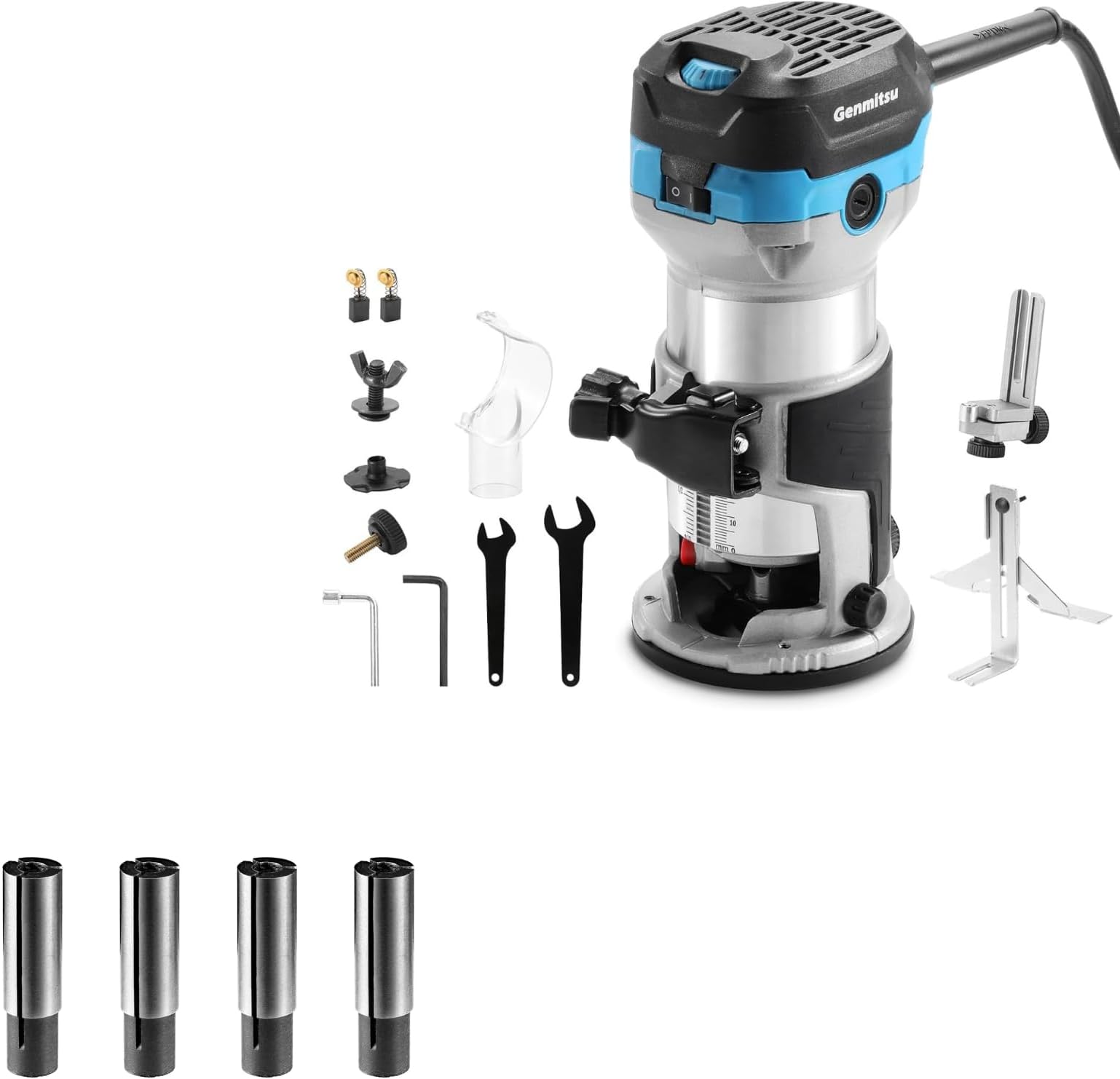 Genmitsu 1.25 HP 65mm Diameter Palm Trimmer Router + 4pcs Router Collet ...
