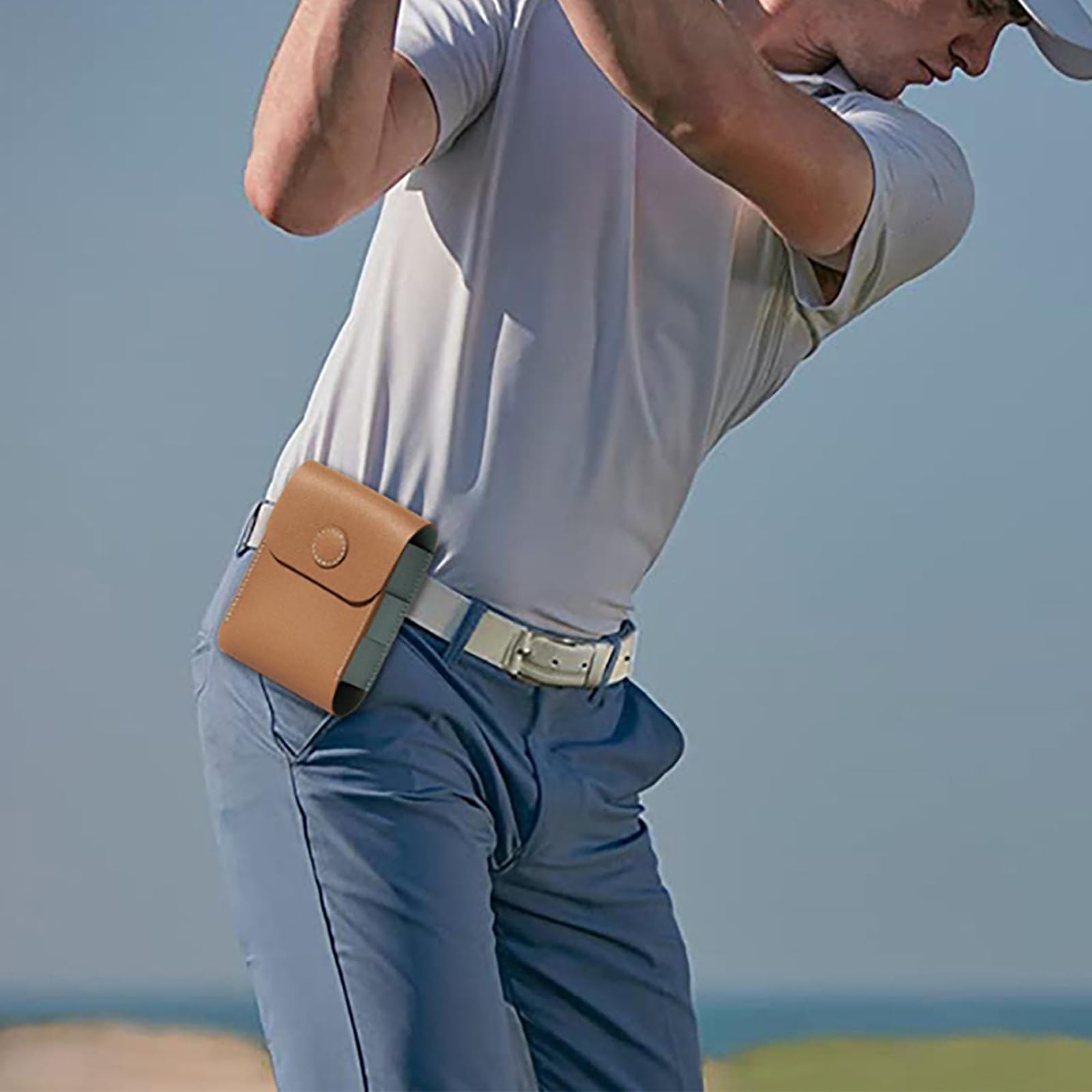 BAIRU Sac de transport en cuir pour balles de golf - Porte-tees de golf - Pochette de rangement portable - Sac de rangement léger pour balle de golf - Sac de rangement pour télémètre