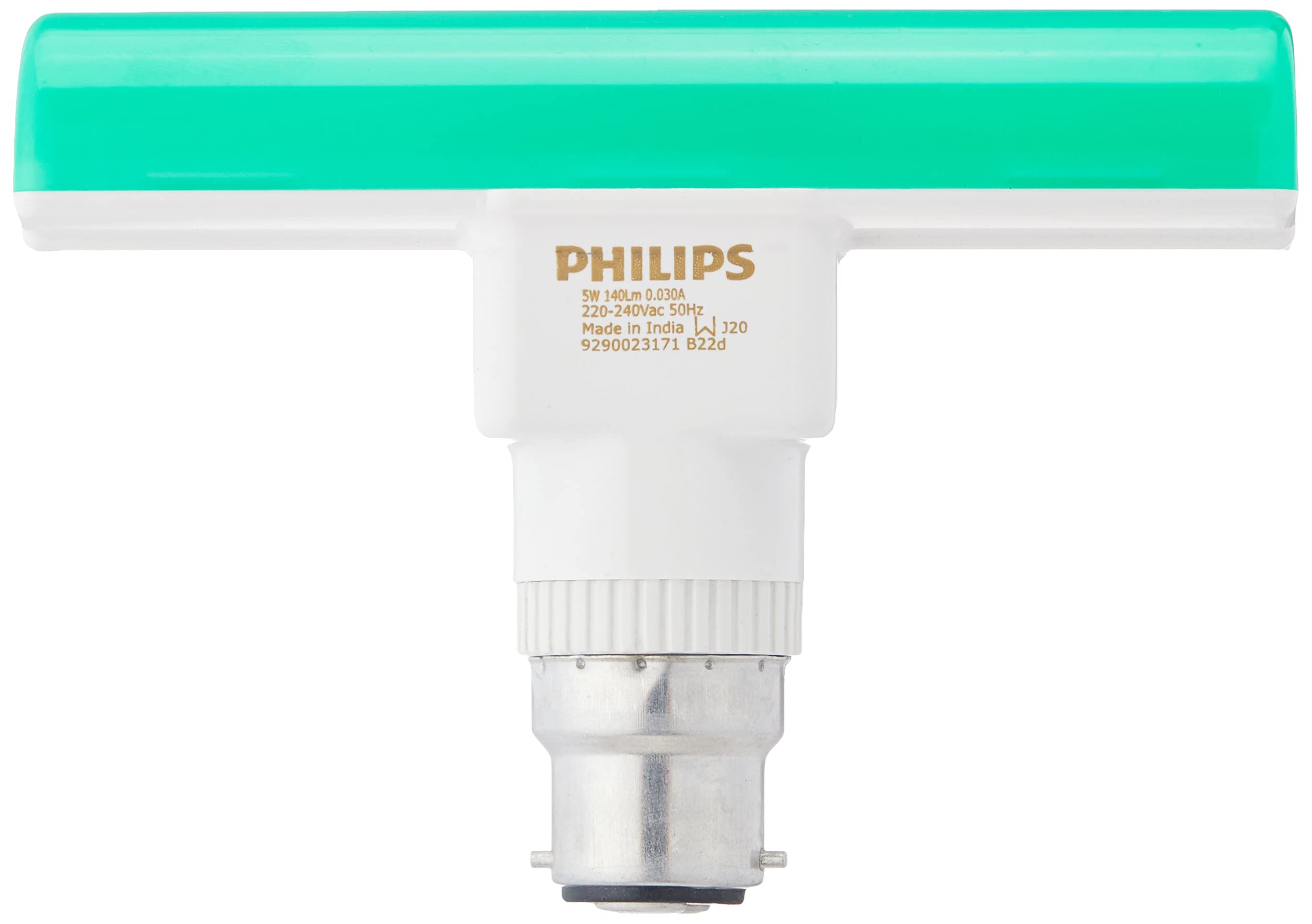 PHILIPS 5-Watts B22 LED Green Bulb, Pack of 1 (Rangoli)