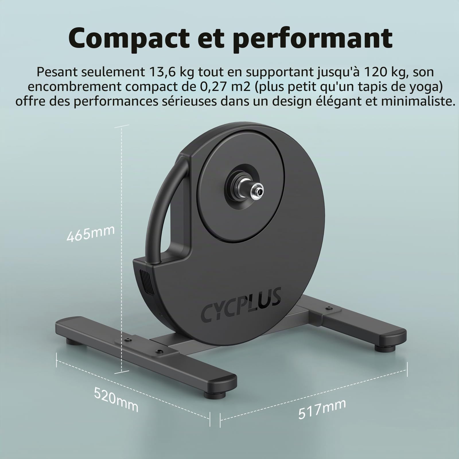 CYCPLUS R200 Entraîneur de vélo d'intérieur intelligent, moteur sans balais de 2200 W, simulateur de pente à 19 %, double mode BLE & ANT+, changement de vitesse virtuel, simulation montée/descente