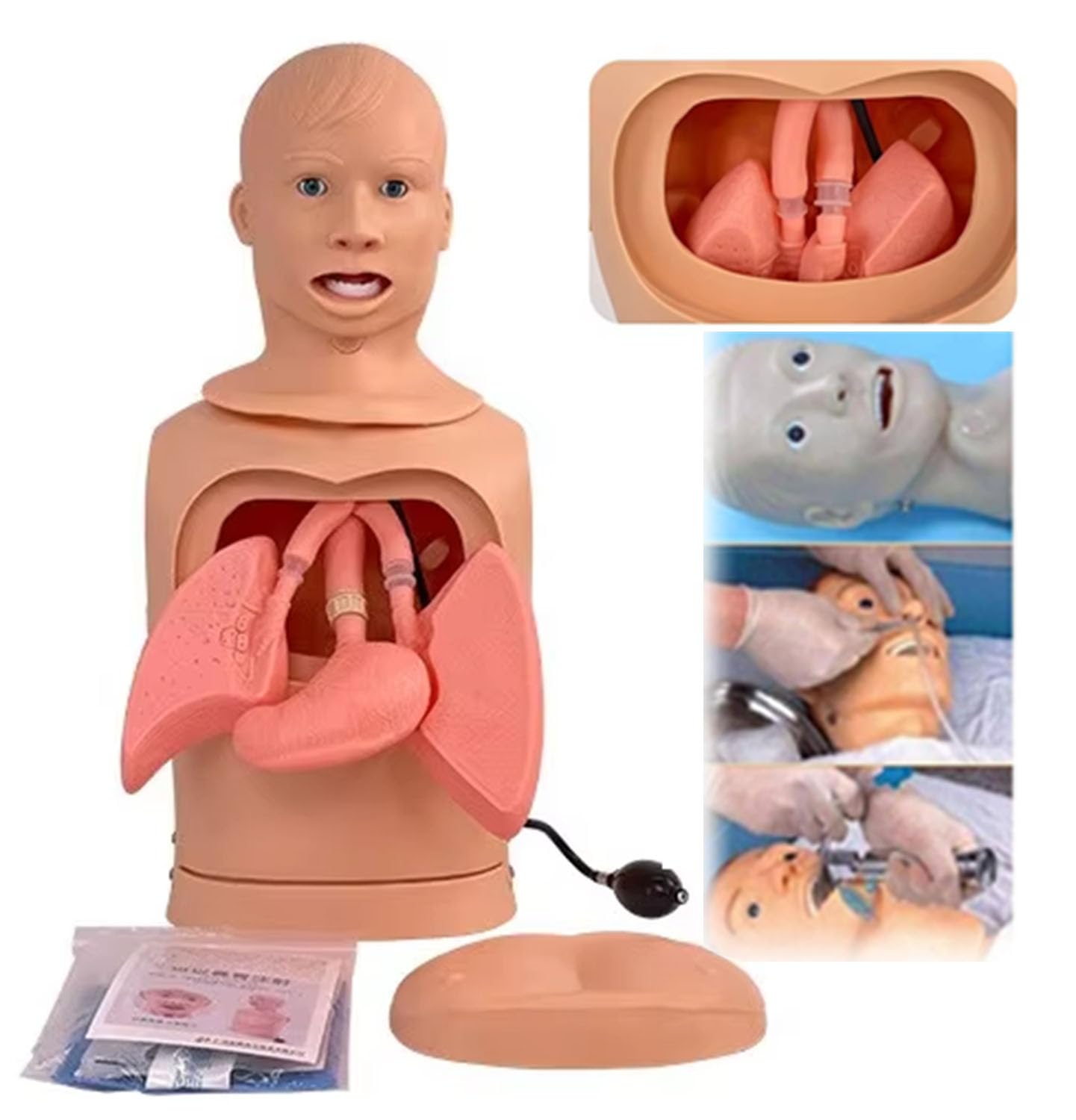 Adult Intubation Manikin Teaching Model Advanced Nasogastric Tube and Trachea Care Model Gastric Lavage Tracheostomy Model 80cmTrain Tracheal Intubation Training Simulator Model