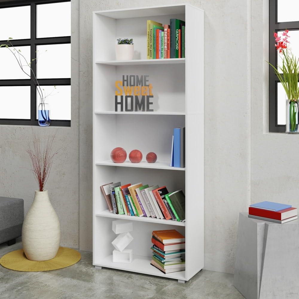 Casaria® Libreria Scaffale Vela 190cm 5 Ripiani Mobile Archiviazione Documenti Ufficio Soggiorno