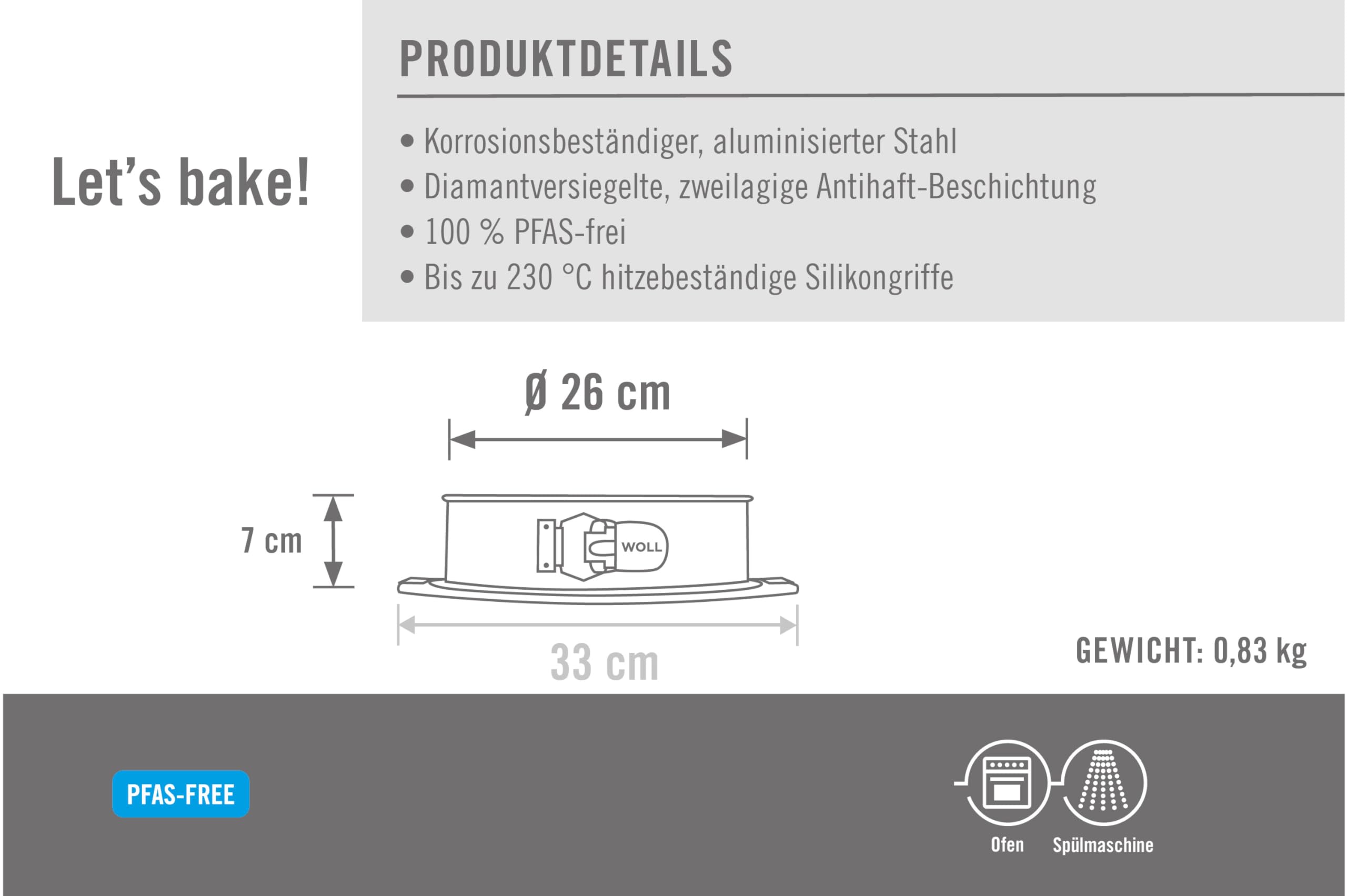 Molde Rectangular Woll Bakeware 38x26 Cm – Antiadherente Con Diamante, Sin PFAS Y Con Asas De Silicona (hasta 230°C)