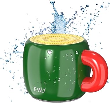 EWA Cup-Shaped Bluetooth Speaker for Desk & Bedroom, Mini Wireless Speaker for Home Decor, Clear Sound, Bluetooth 5.4, IP67 Waterproof, Coffee Cup Design Green