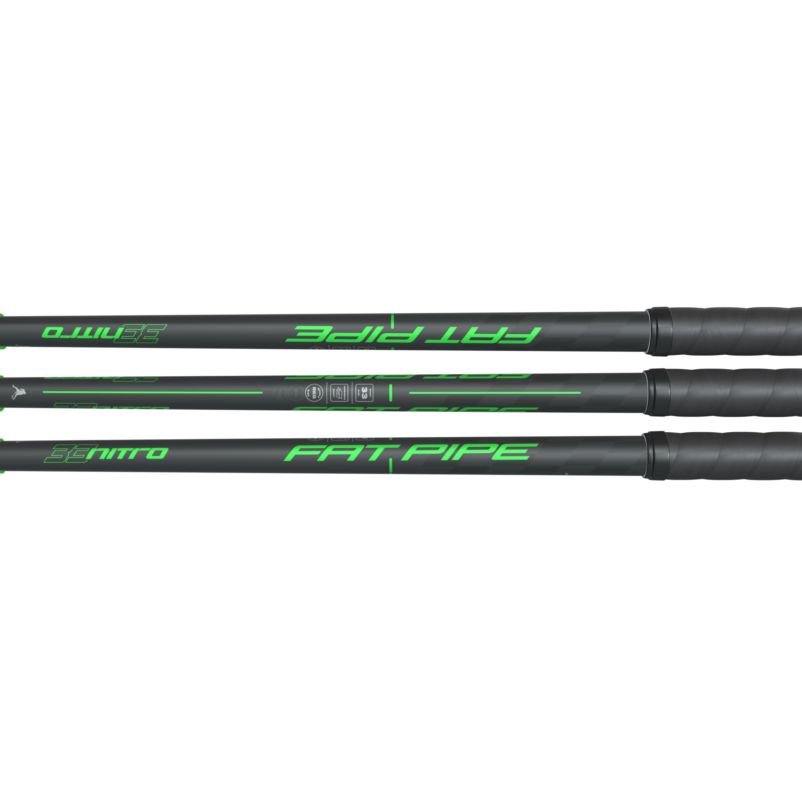 FAT PIPE Floorball Schläger Unihockey Stock Nitro 33 WIZ - Black NEON Green - IFF Zertifiziert, mit WIZ Schaufel/Kelle