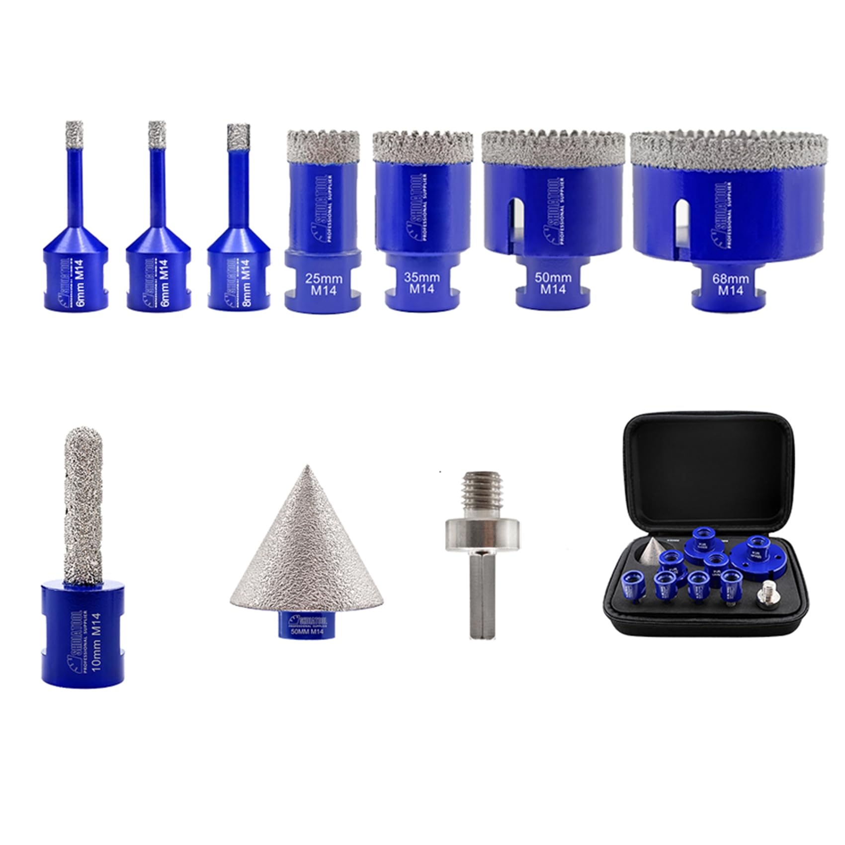 SHDIATOOL Diamante Core Drill Bits piastrella Hole Cutter Tool Hole Saw con filettatura M14 per gres porcellanato Marmo Granito Ceramica, Punte diamantate e punte per smussare diamantate