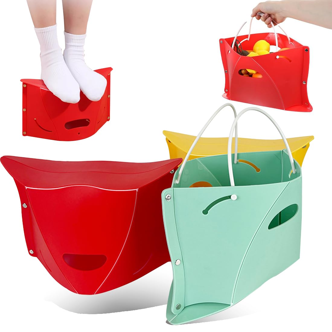 Elfzone Foldable Portable Foot Stool - Lightweight Plastic Folding Portable Hiking Camping Chair, Foldable Camping Portable Stool for Outdoor, BBQ