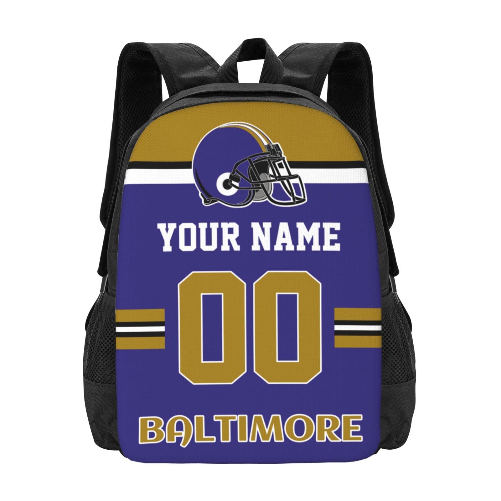 Baltimore Backpack Custom Football Style Backpack Personalized Name and Number Backpacks Customized High Capacity Bag Gifts for Men Women Fans