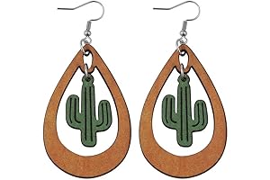 Sunflower and Cactus Dangle Earrings