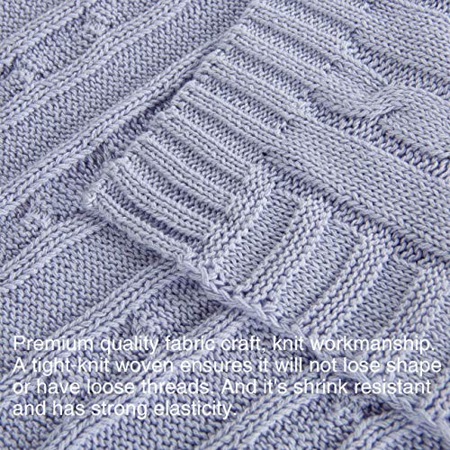 Image of NTBAY 100% Pure Cotton Cable Knit Toddler Blanket, Super Soft Warm Breathable 30x40 Baby Blanket for Crib, Stroller, Nursery, Travel, Newborn, 30x40 Inches, Light Purple