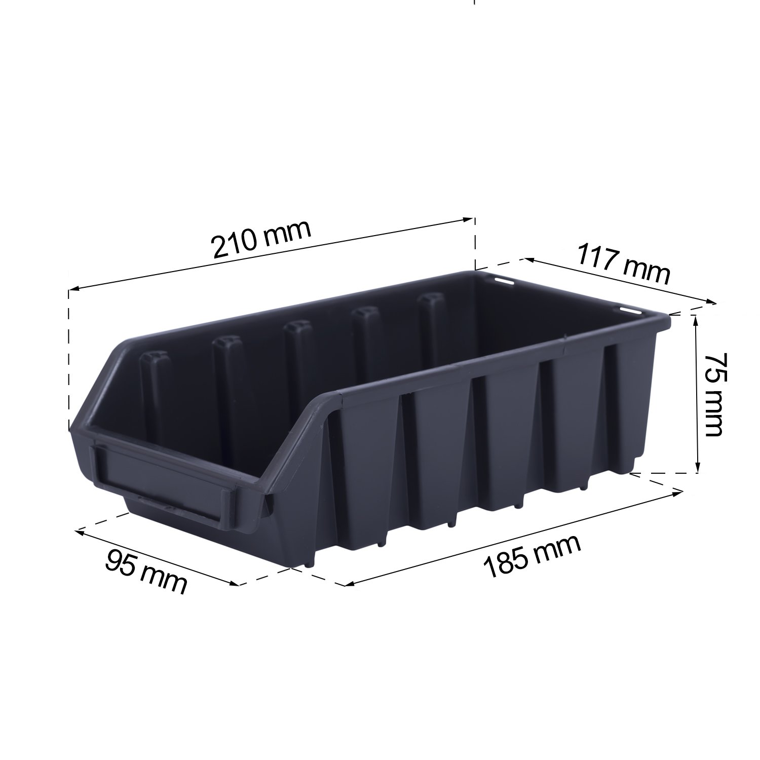Pudełka ścienne do układania w stos, system magazynowy, 42 pudełka 2 l