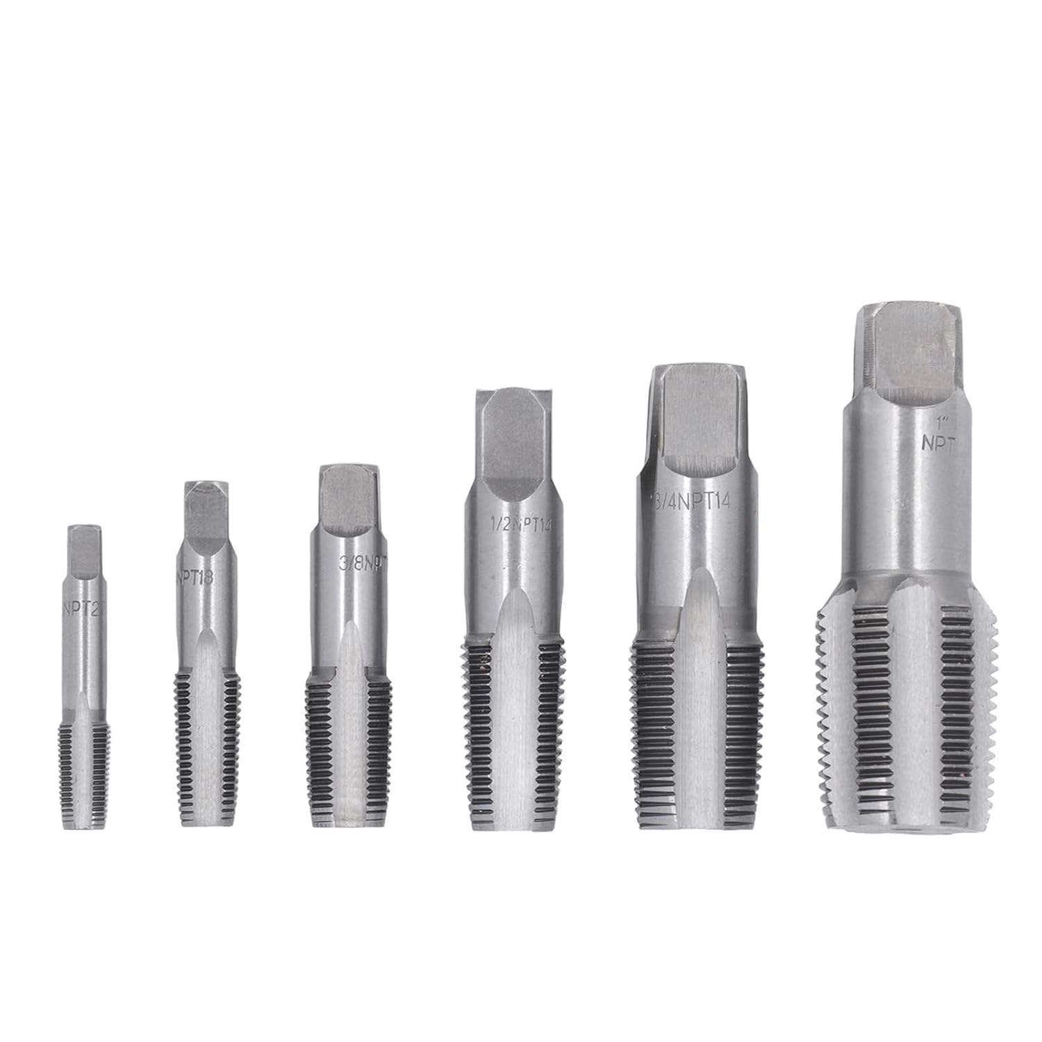 Set Di Maschi a Tubo NPT, 6 Pezzi Rubinetti per Tubi Filiera per Filettatura, 1/8",1/4",3/8",1/2",3/4",1", Maschi per Filettatura Kit Rubinetto Filettato per Filettare per Riparazione Auto