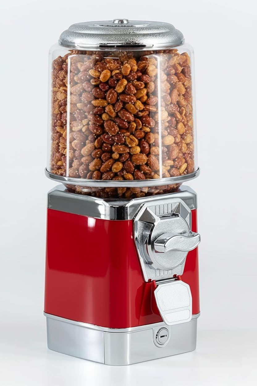 foodis Maquina de Chicles con Ranura para Mondedas 1 Euro - Maquina de Bolas de Chuches para uso comercial - Maquinas Expendedora de Chicles, Dispensador de Chuches, Dispensador de nueces