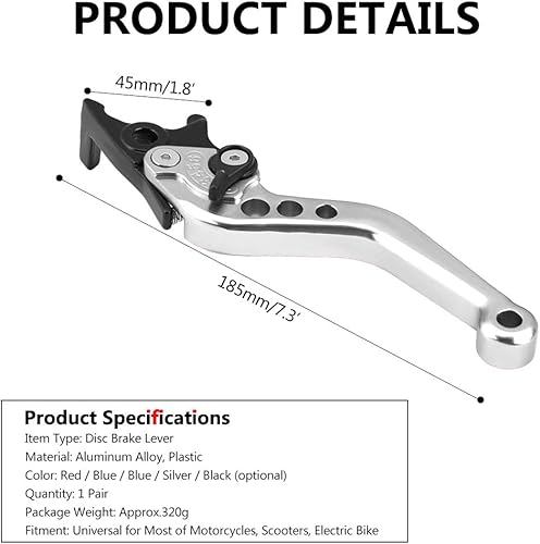 Miniatura 4 de Keenso Palanca de freno de doble disco, 1 par de 4 colores universal CNC aleación de aluminio modificación de motocicleta palanca de freno de disco
