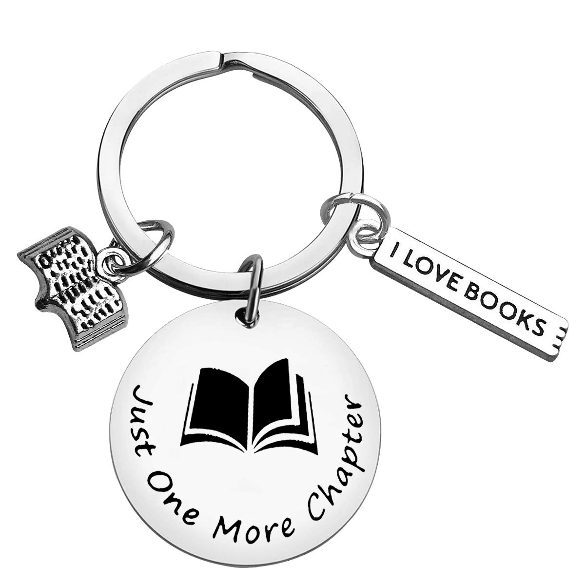 Baixian Book Lover Gift I Love Books Keychain for Boys Girls Bookworm Keychain Book Jewelry Book Lover Keychain Book Club Keyring Book Keychain Gift