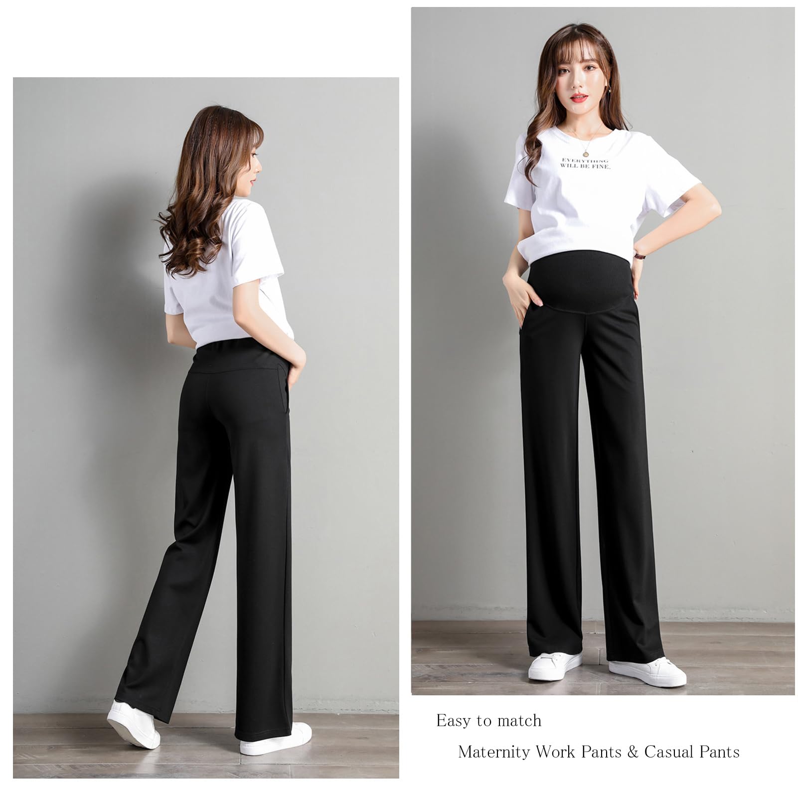 Pantalon de maternité Pantalon Slim Jambe Large Ceinture Ajustable Mode Confortable