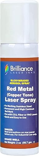 Brilliance Laser Inks Spray de marcado láser de 2 onzas – tono cobre rojo, aerosol permanente de grabado de metal de alto contraste para fibra, YAG,