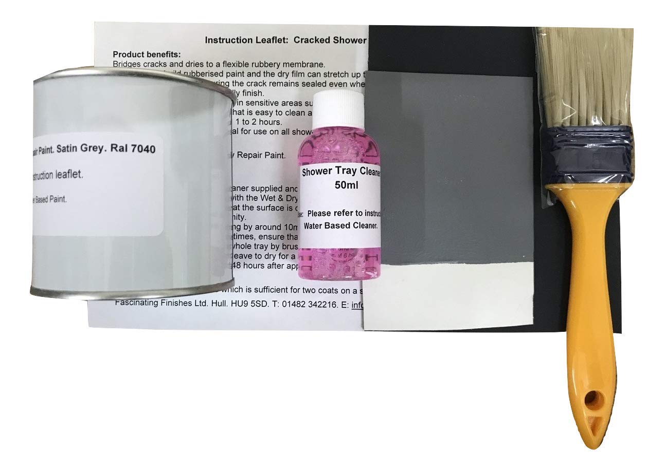 1 x Cracked Shower Tray/Base Repair Paint. Satin Grey. RAL 7040