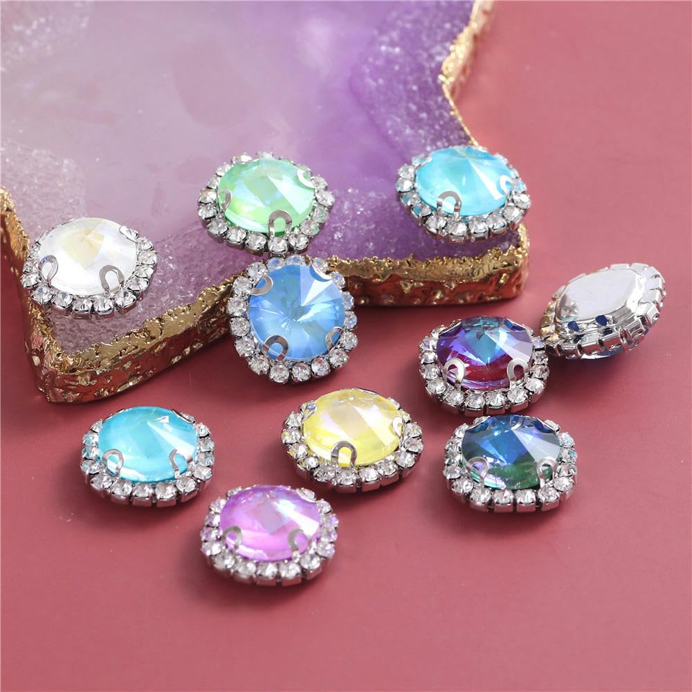 200 Strass Da Cucire A Forma Di Girasole, 12mm, In Vetro Con Artiglio Dorato, Colori Misti, Per Abiti, Scarpe, Borse E Accessori - 4