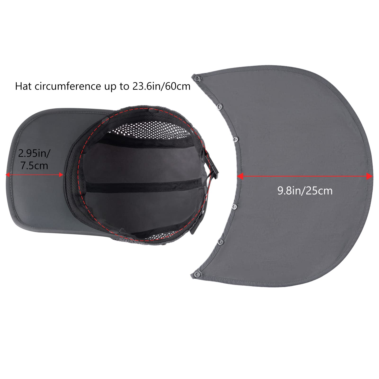 Bassdash UPF 50 + Gorra de Pesca Plegable Gorra de béisbol, con Tapa de Cuello extraíble, portátil, Adecuada para Senderismo de Golf Masculino y Femenino
