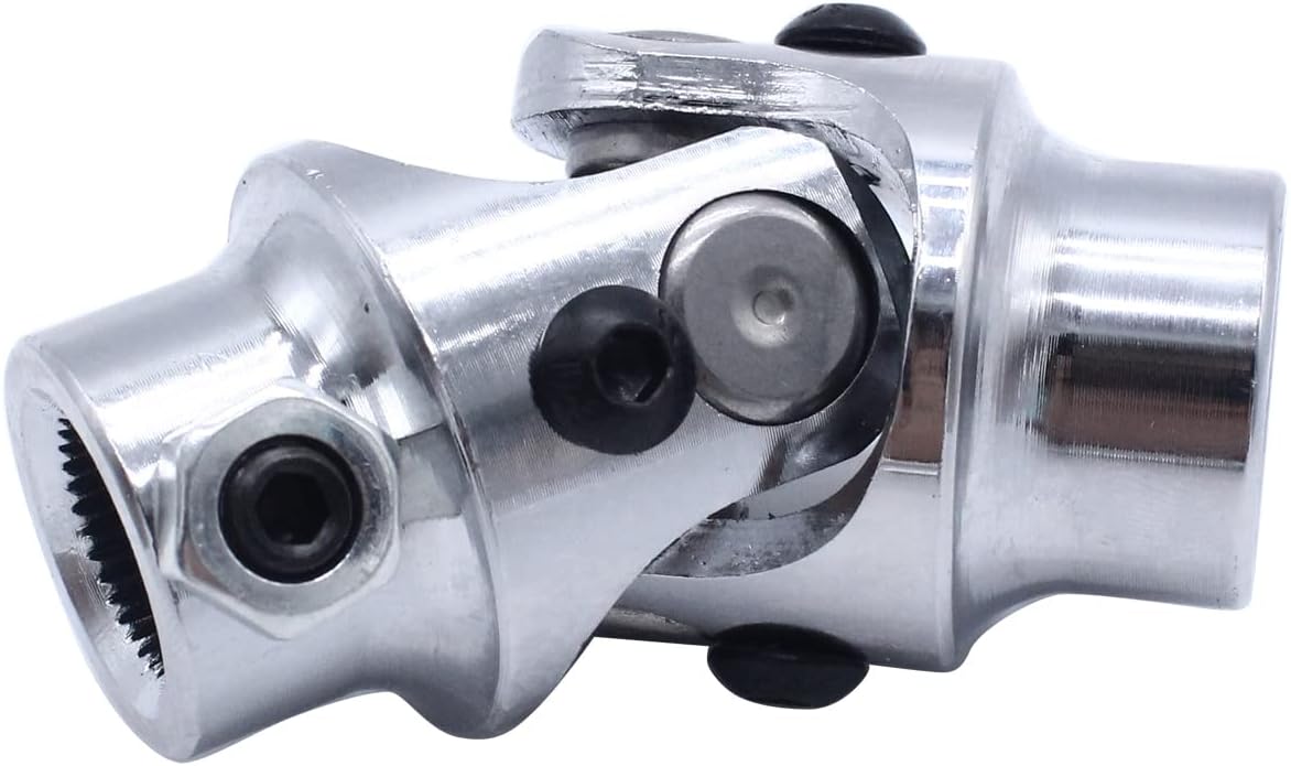 Universal Steering Shaft U Joint Power 3/4"-36 Spline X 3/4" Round Chrome