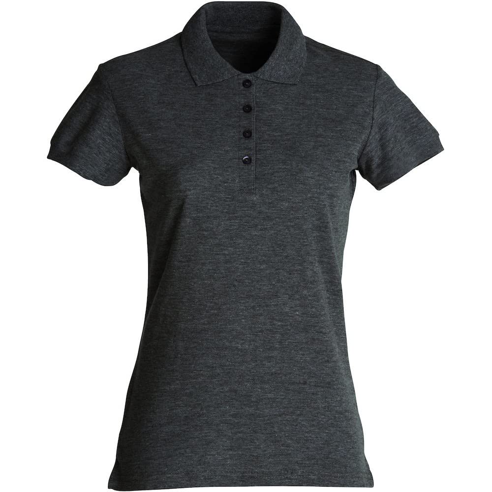CliQue Womens Melange Short-Sleeved Turn Down Collar Polo Shirt, Anthracite, S