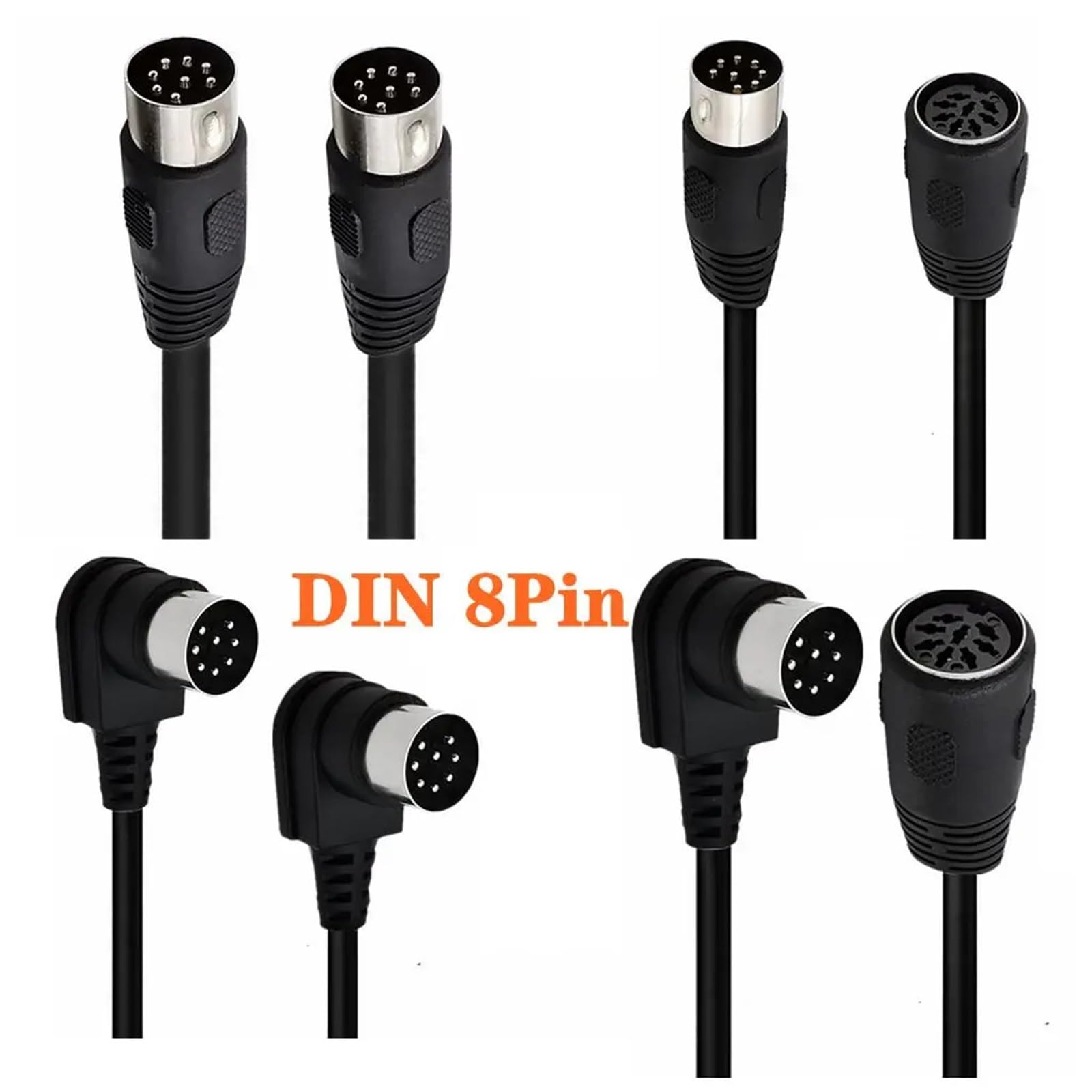 Kąt 90 stopni duży 8-pinowy DIN męski na męski żeński kabel audio do