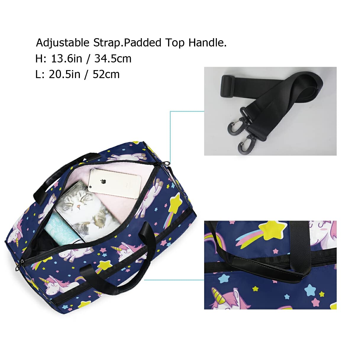 Étoile De Danse Licorne Bleue Sac de Sport de Natation de Sport avec Compartiment À Chaussures Sacs de Sport À Bandoulière Sac À Main pour Voyage Femmes Filles