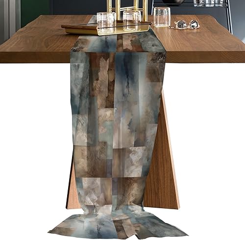 Marble Cloud Chiffon Table Runner 55 Inches Long, Voile Sheer Tulle Runner for Rustic Wedding Reception Bridal Shower Decorations Birthday Party,