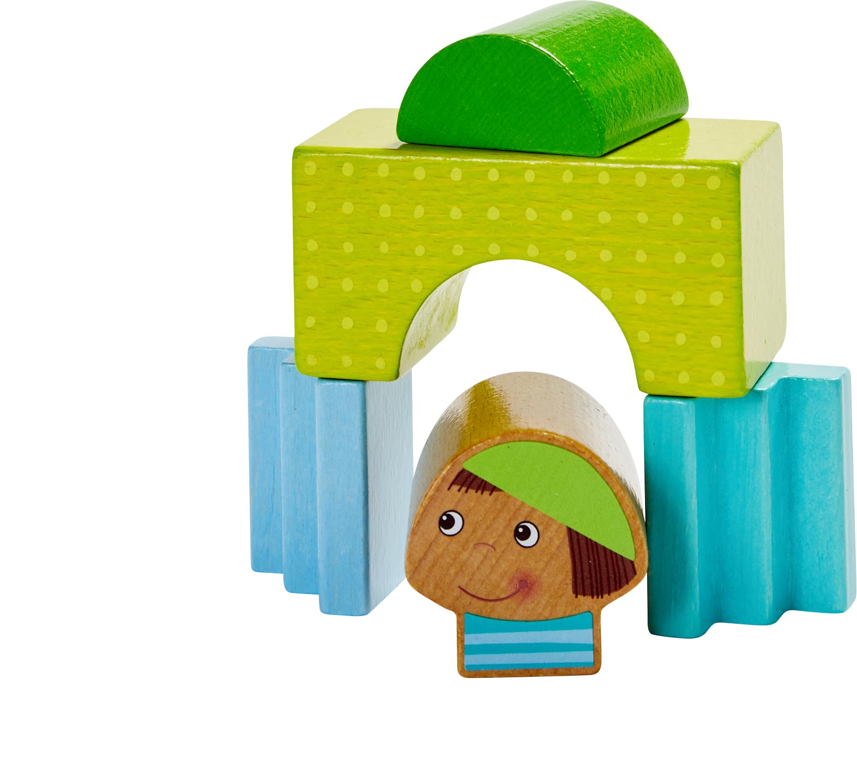 Haba 2010900001 klocki z motywem miasta - kolorowe drewniane klocki do budowy domów - do zabawnych odgrywania ról - Made in Germany - dla dzieci od 2 lat - wspierają kreatywność