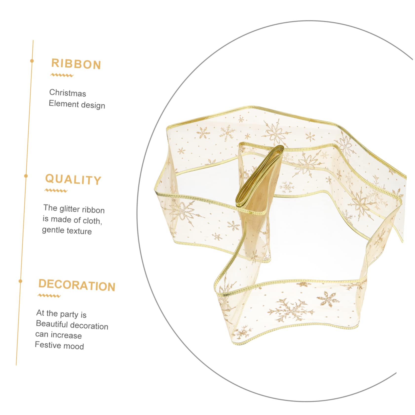 Lurrose 12 Stück Weihnachtsband Golddekorationen Weihnachtsschleifen Bänder Schneeflockenbänder Drahtband Weihnachtsband Netzband Für Roségold Gold Drahtband Stoff Golden