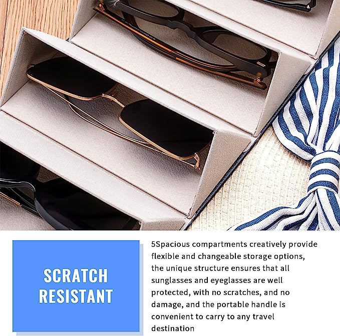 Image of Travel Sunglasses Organizer, Sunglasses Travel Case for Multiple Pairs, Multiple Glasses Travel Case for Women, Men