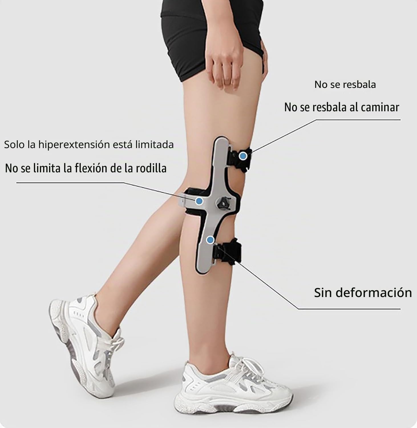 Genérico Inmovilizador de Rodilla Ajustable, órtesis de hiperextensión de Rodilla, órtesis de Rodilla Fija, órtesis de fijación for abducción de Rodilla hemipléjica(Left Knee Black,XL)
