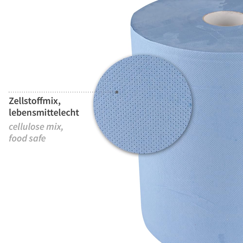 1000 Abrisse, Putzpapiere, FRANZ MENSCH, 2 Stück, je 35x38cm, blau, 2-lagig | Allfood, geprägter Zellstoffmix, saugfähig, Reinigungstücher, Wischtücher, lebensmittelecht, Küche, Gastronomie