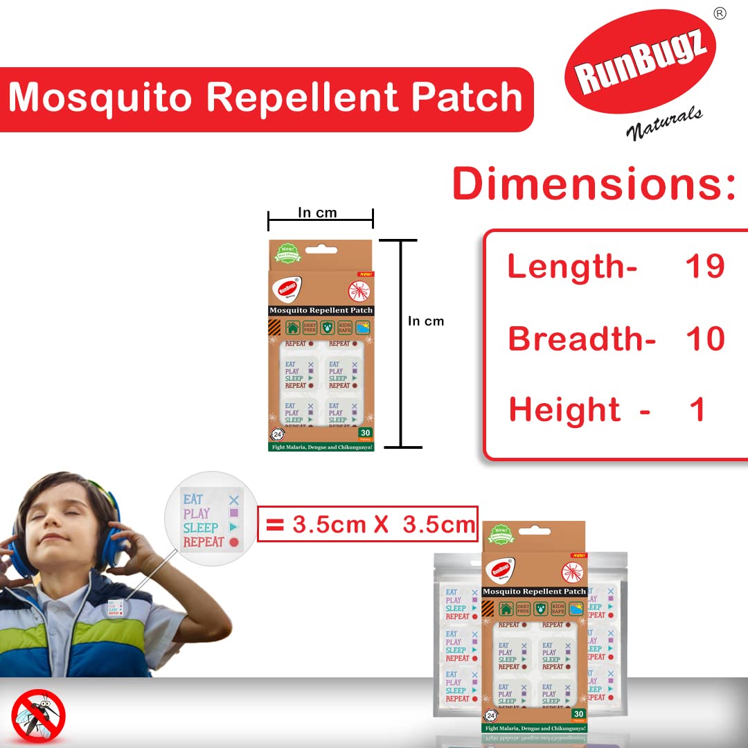 RunBugz 100% Natural Mosquito Eat -Play Patches for Baby, Adults|24-Hour Protection|Eat Play Sleep Repeat Mosquito Patches Protects from Dengue, Chikungunya & Malaria| 30 Patches (Pack of 1) 4