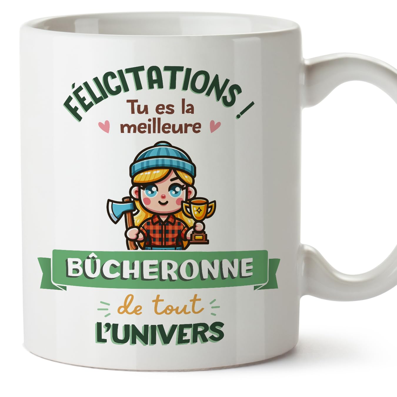 MUGFFINS Lumberjack Woman Mug - in French - Meilleur Univers Trophée - Funny Gift for Colleagues - Ceramic 11oz Mug — image 1