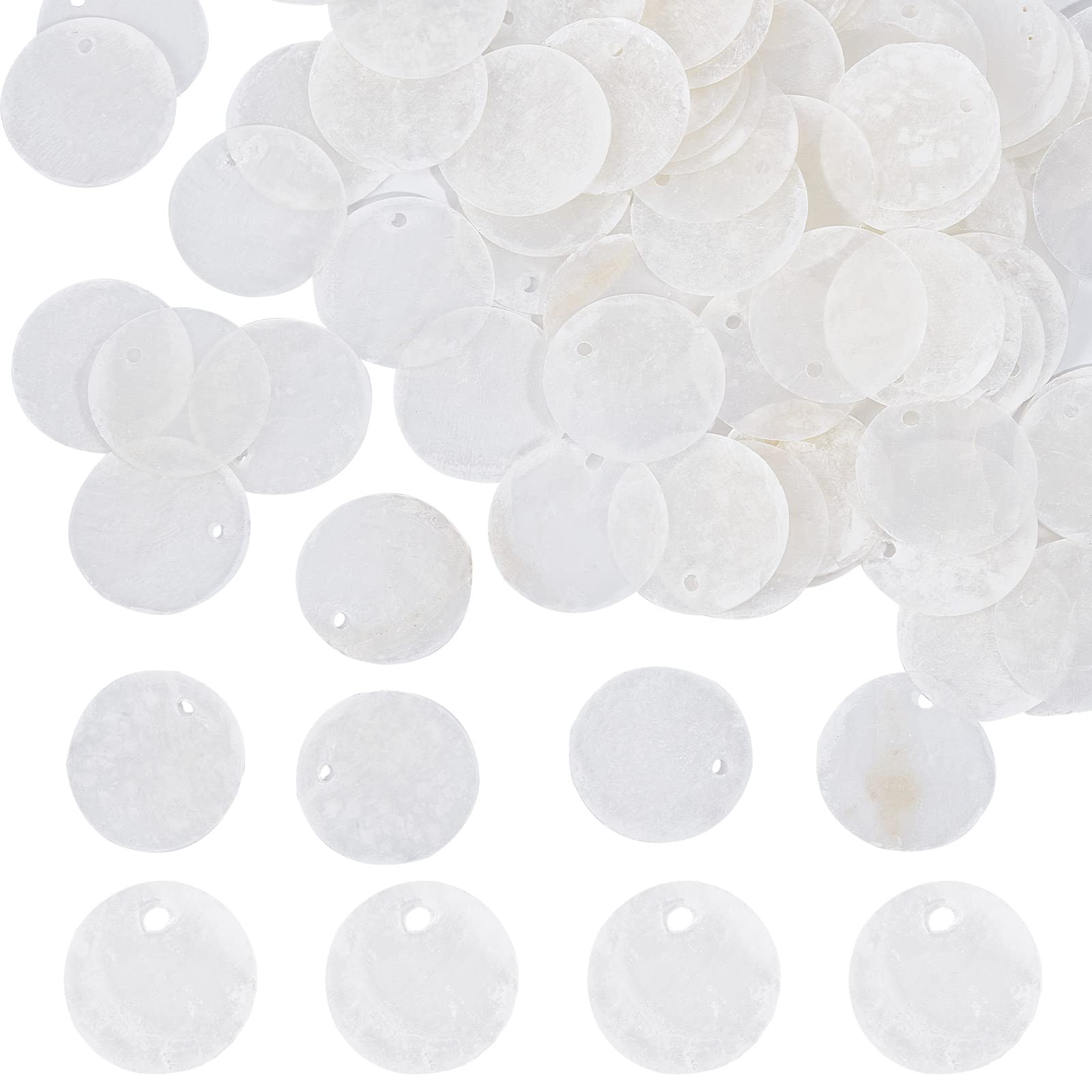SUNNYCLUE 1 doos 40 stuks schelp bedels AB platte kleur ronde natuurlijke capiz schelp hangers gegalvaniseerd schijf stuk oceaan kralen strand Hawaiiaanse stijl voor sieraden maken