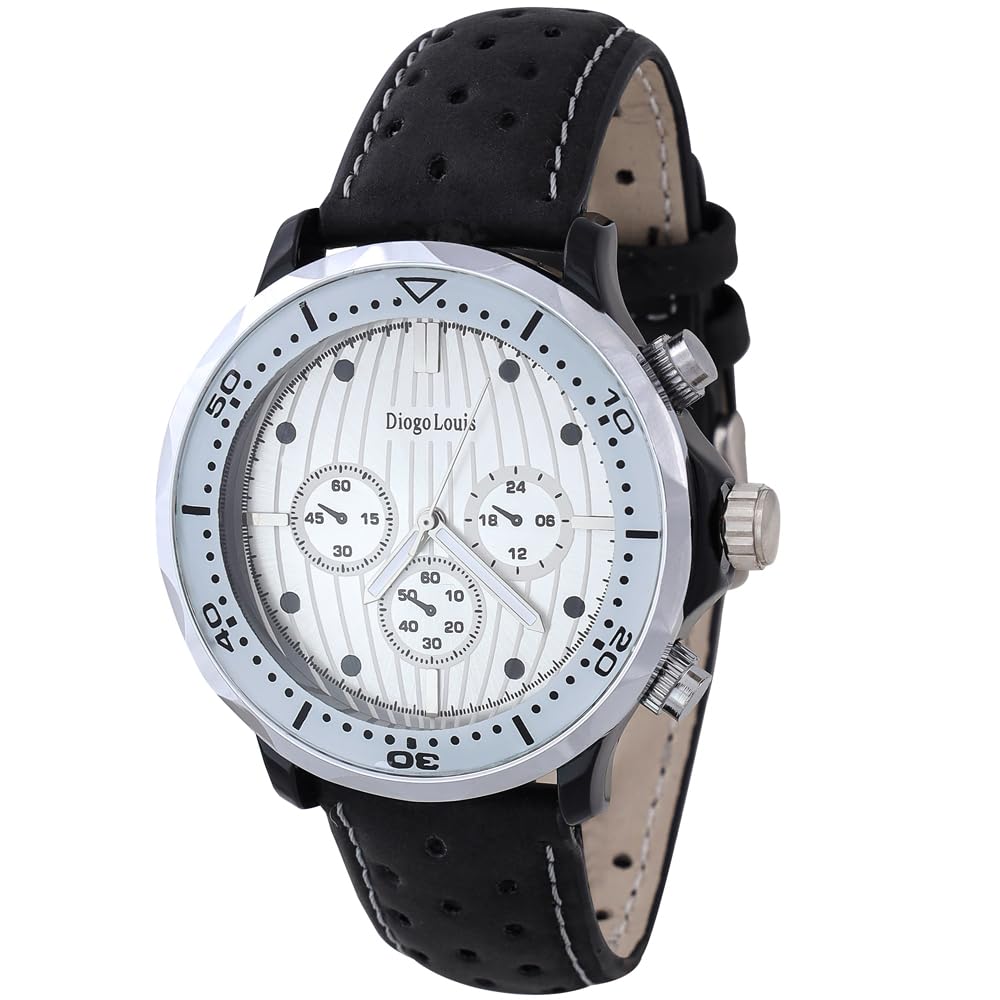 Diogo Louis E4 White Wrist Watch with Leather Strap (B0D37B7JVJ) Amazon Price History, Amazon Price Tracker