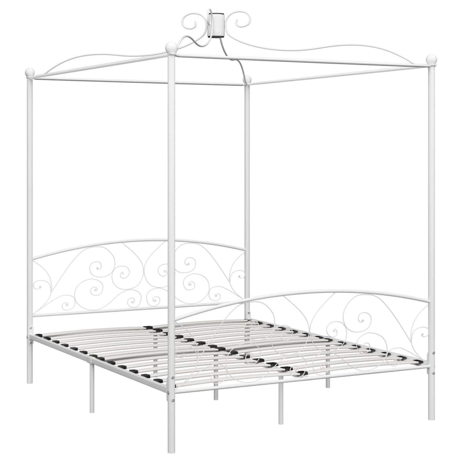 GuyAna Himmelbett-Gestell Weiß Metall 180 x 200 cm Himmelstange Klemmen Betthimmel Stange Himmelbett Gestell Moskitonetz Halterung Bett 284473