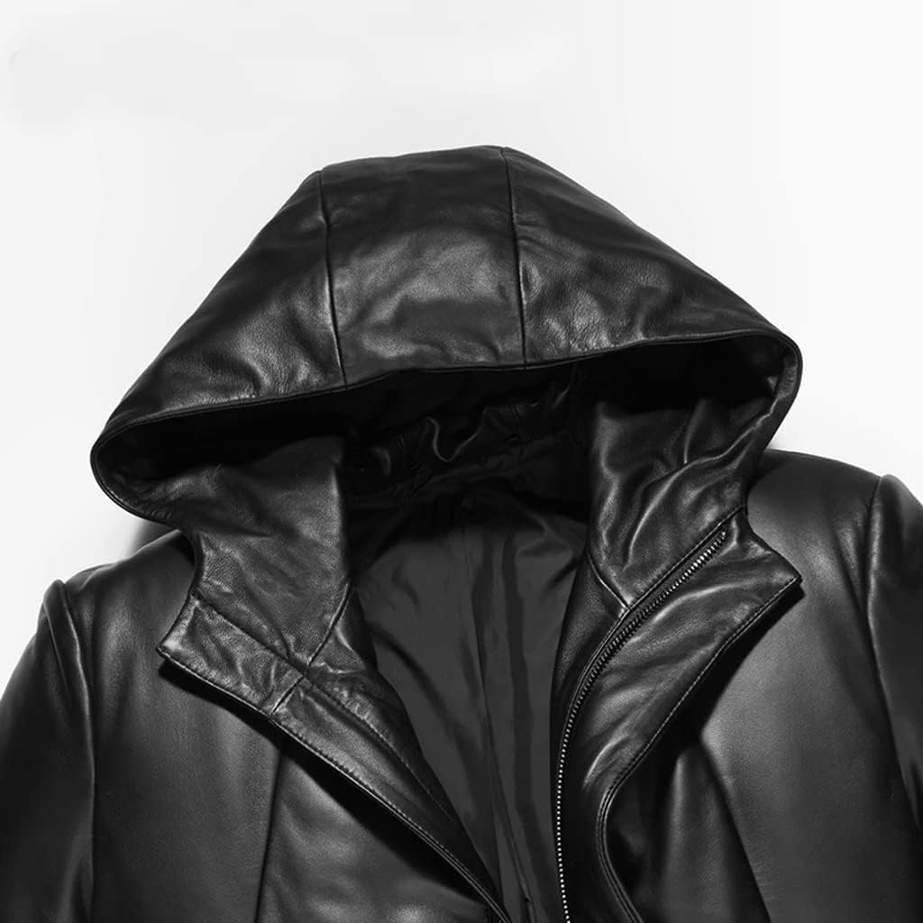 Winter Duck Down Hooded Jacket for Men, Men's Warm Leather