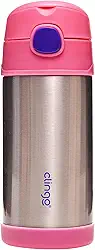 Clingo Garrafa Térmica Infantil Parede Dupla Inox Antivazamento 310 ml Livre de BPA Rosa