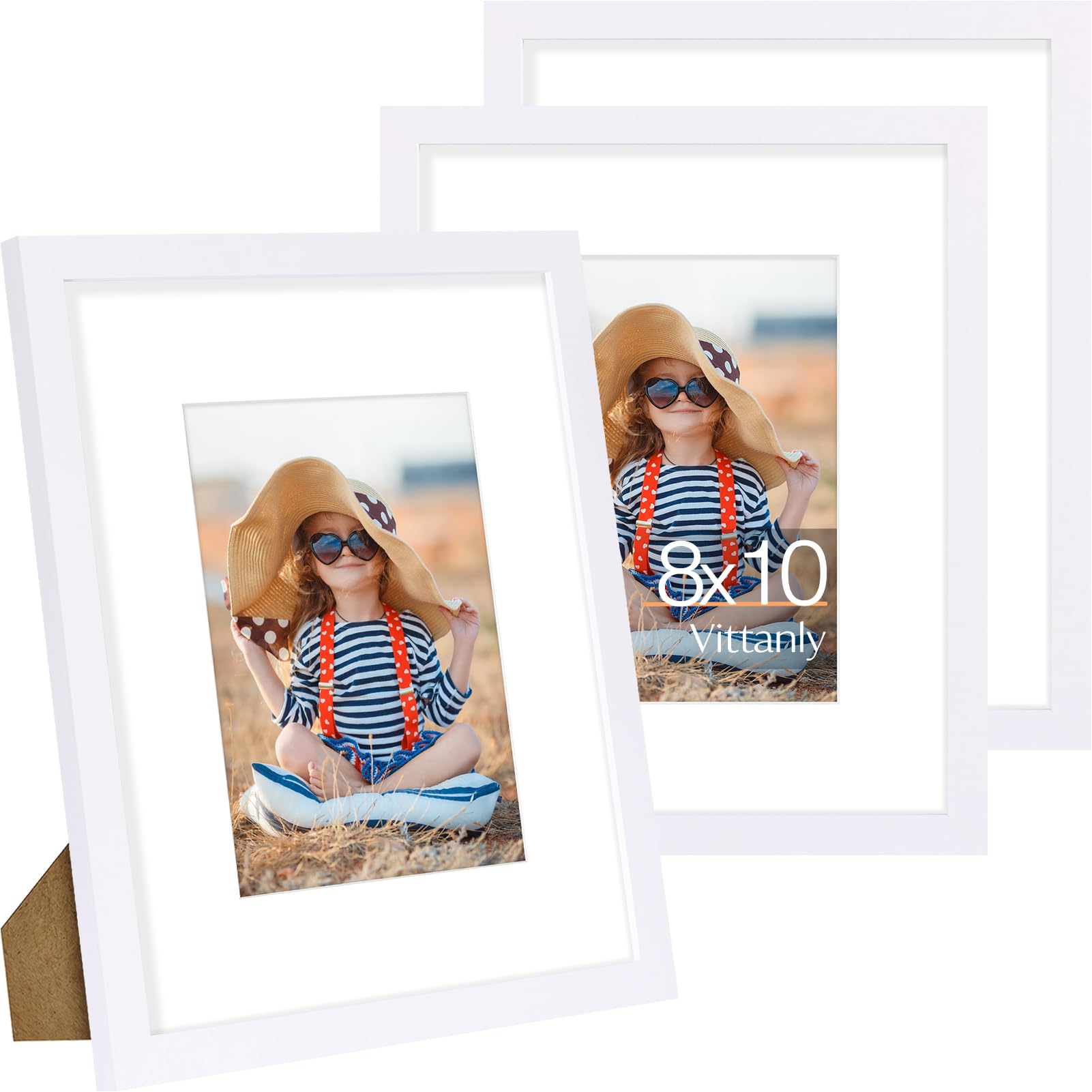 Vittanly 8x10 Picture Frame Set of 3 White for Wall and Tabletop Display