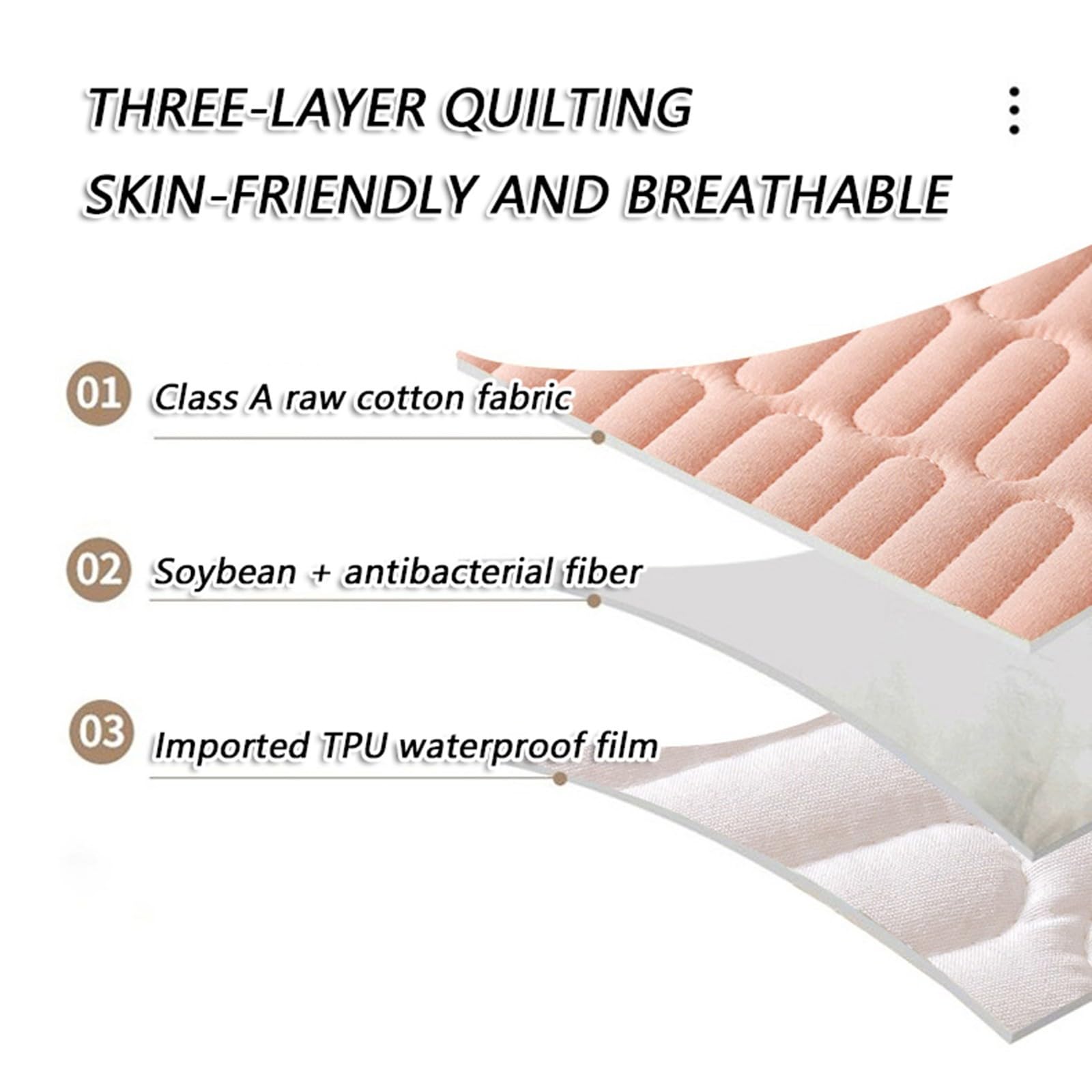 Matratzenschoner mit 2 Kissenbezügen,Gesteppter Wasserdichter Matratzenschoner,Weicher Atmungsaktiver Geräuschloser Bettpolsteraufsatz,für das Schlafzimmer im Haus(Offwhite,180x220cm)
