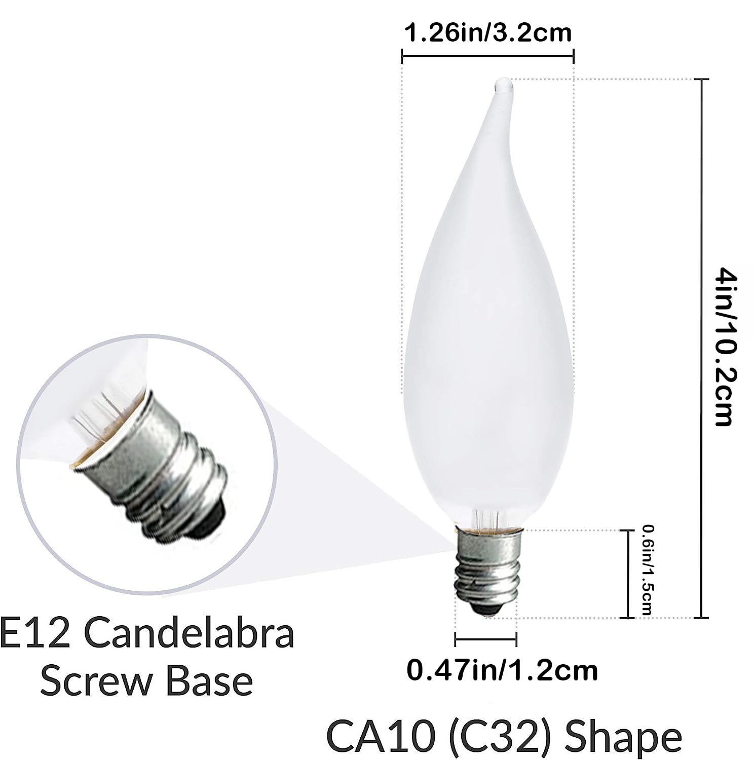 MMBGJKG Frosted Flame Tip Chandelier Light Bulb? 40W E12 Candelabra Base,Candle Light Bulbs for Chandeliers, Ceiling Fan Lights (6pack)