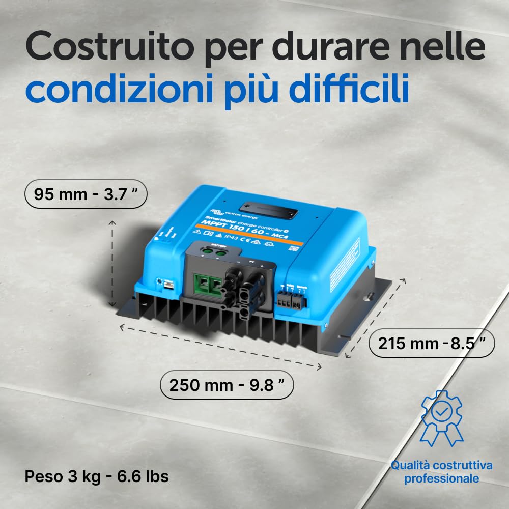 Victron Energy SmartSolar MPPT MC4 150V 60 amp 12/24/36/48-Volt Regolatore di carica solare (Bluetooth)
