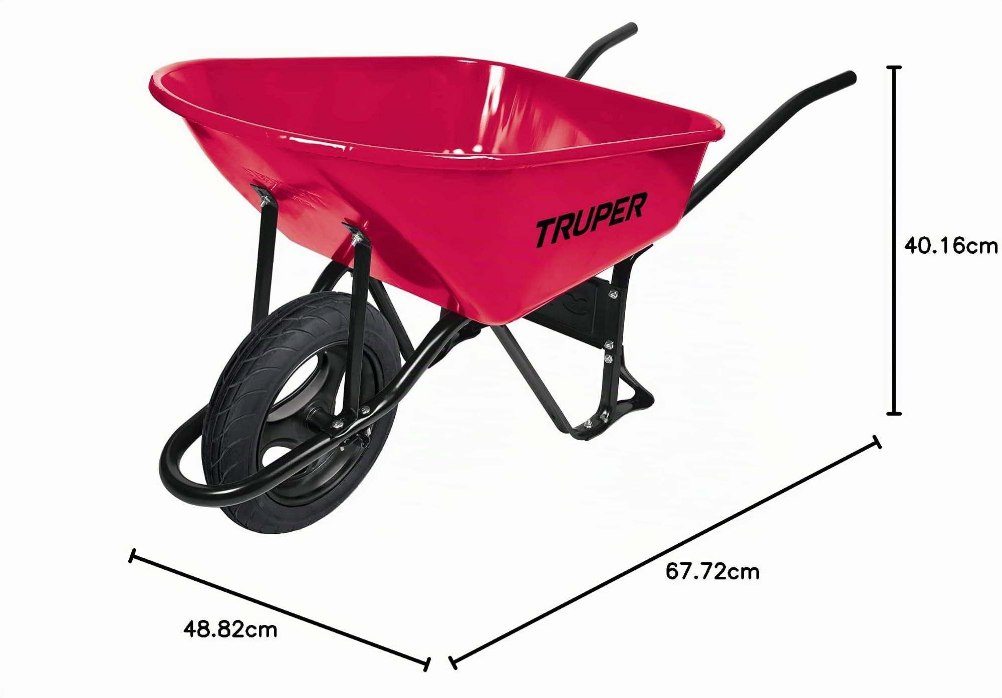 TRUPER CARRETILLA METÁLICA 100 LITROS LLANTA IMPINCHABLE CON RODAMIENTOS PARA OBRA CONSTRUCCIÓN Y JARDINERÍA 580KG CAPACIDAD